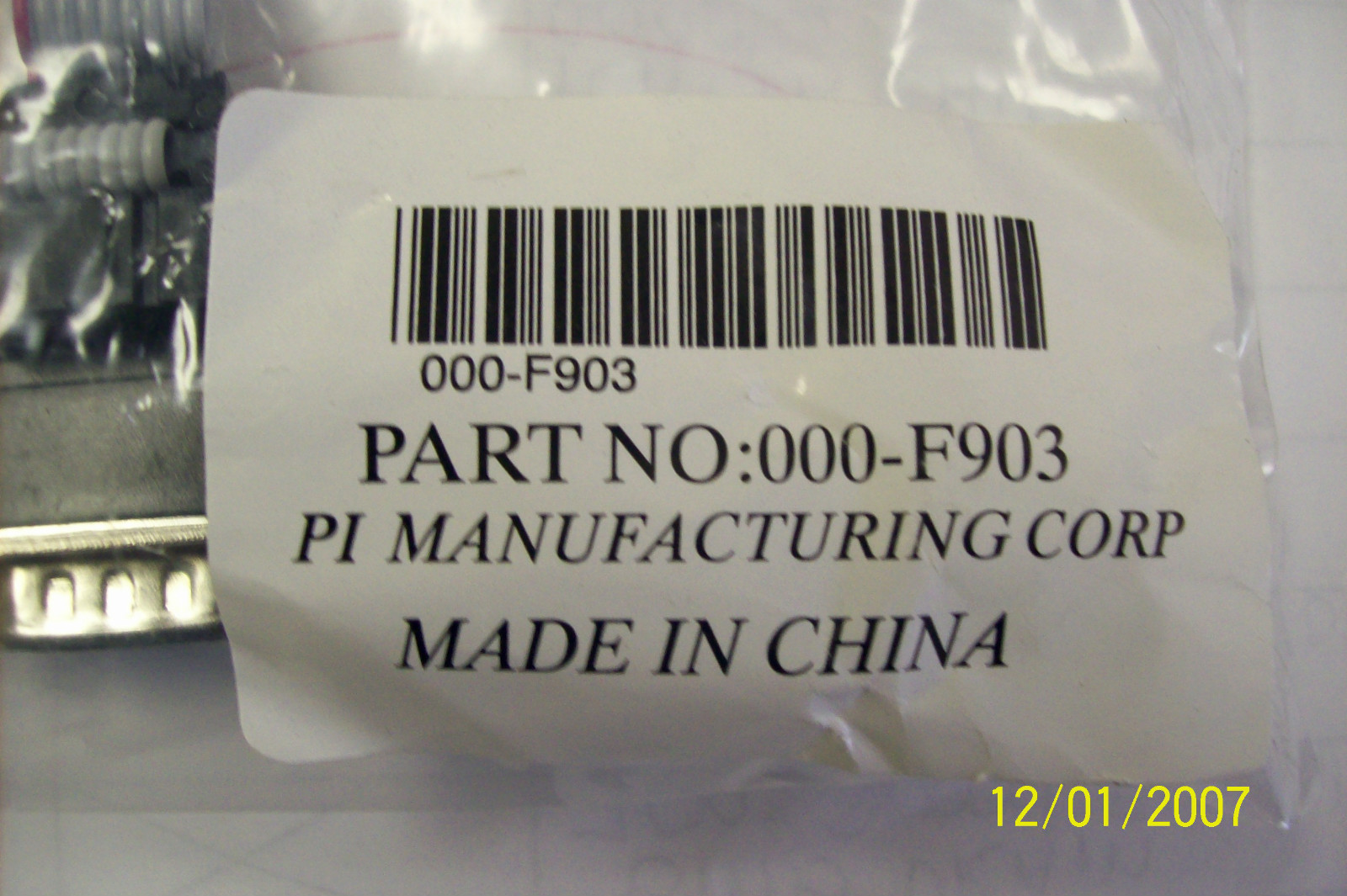 PI MANUFACTURING CORP 000-F903 9 PIN MALE TO 9 PIN FEMALE