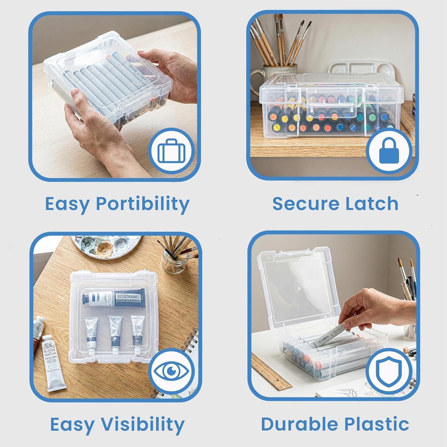 Effortless Organization: ClearView 6" x 6" Stackable Art Supply Storage Box
