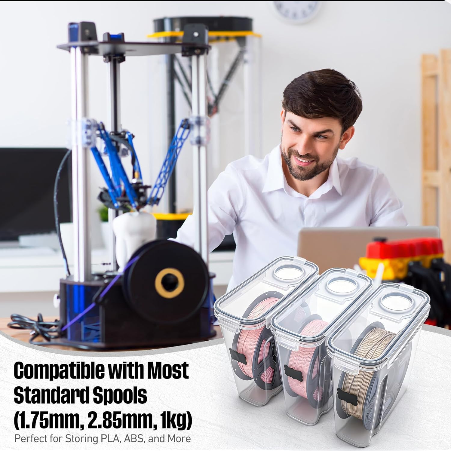 16 Pack 3D Printer Filament Storage Box - Portable Sealed Filament Container 4.0