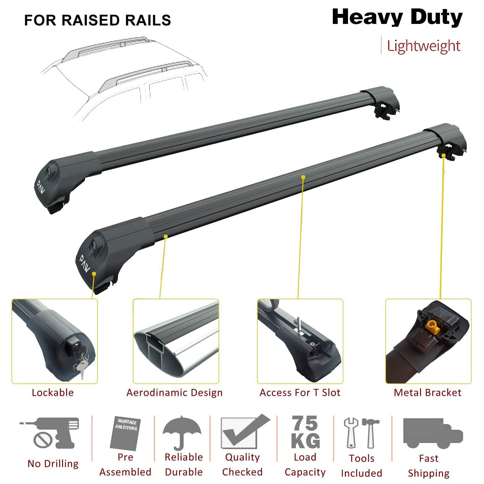 For Chevrolet Tracker 1999-2005 Roof Rack System, Aluminium Cross Bar, Raised Ra