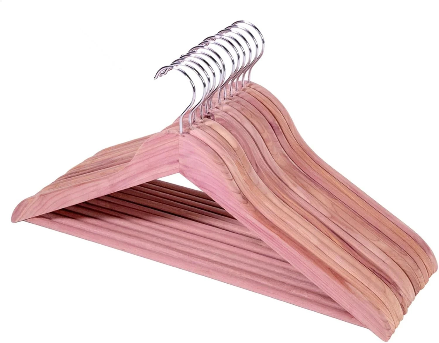 Cedar Hangers, 12 Pack Sturdy Wooden Hangers with 360 Degree Swivel Hook, Smooth