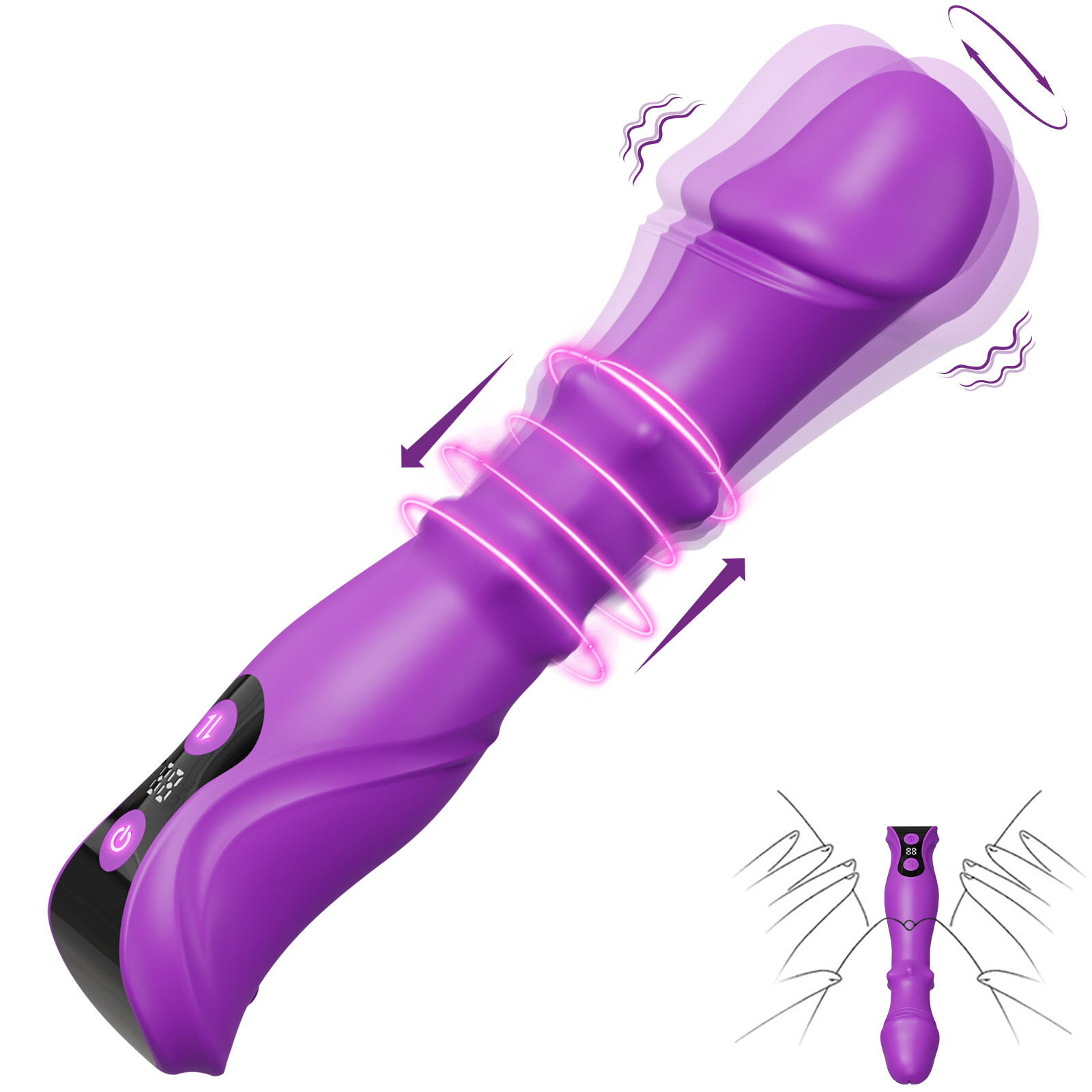 Rotating & Thrusting Dildo Vibrator Sex Toy G-Spot Massage Wand Adult Sex Toys