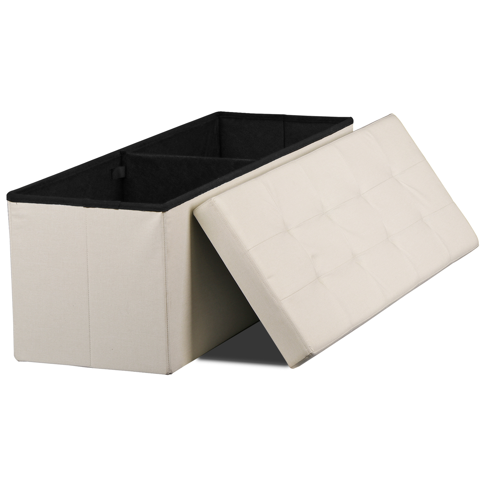 43" High Folable Storage Ottoman Bench Storage Stools Footrest Home Decor Beige