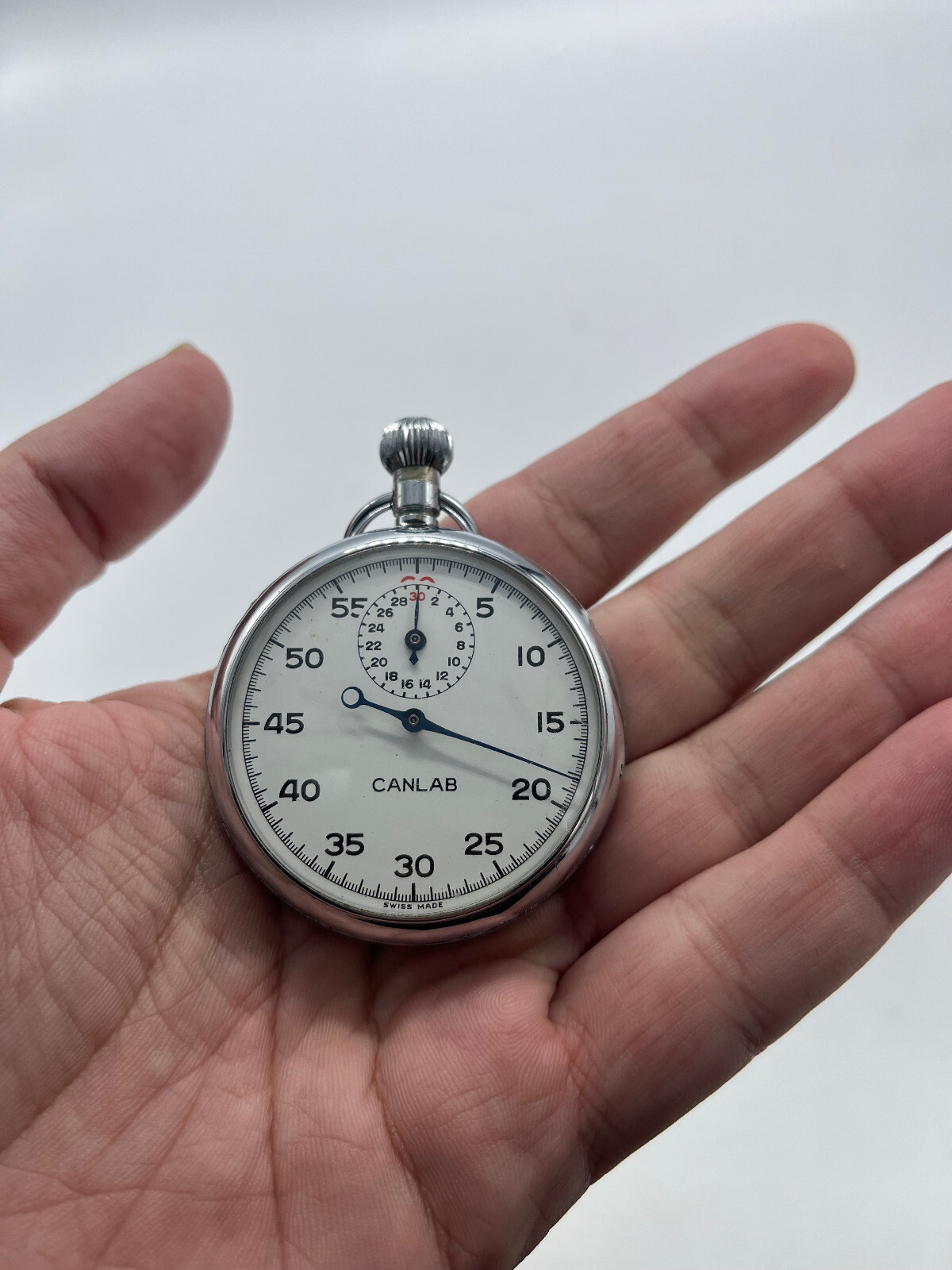 VINTAGE CANLAB WIND UP STOPWATCH WORKING SWISS MADE