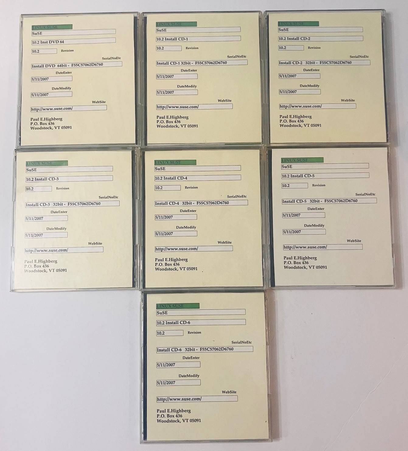 openSUSE 10.2 Linux Install Set 7 Disc DVD CD 32 64 Bit