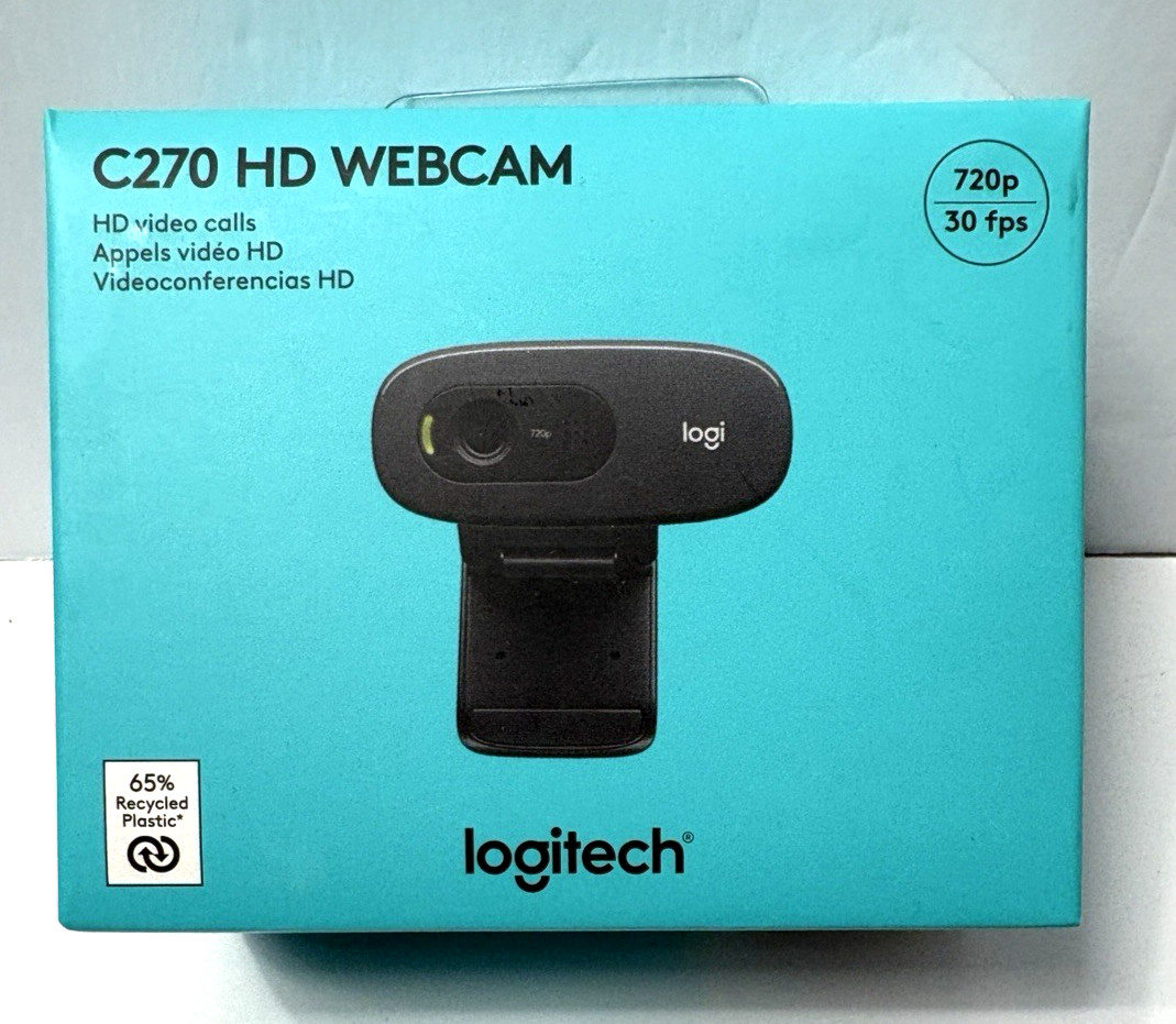 Logitech C270 HD Webcam Video Calls High Definition 720p Built-In Mic BRAND NEW