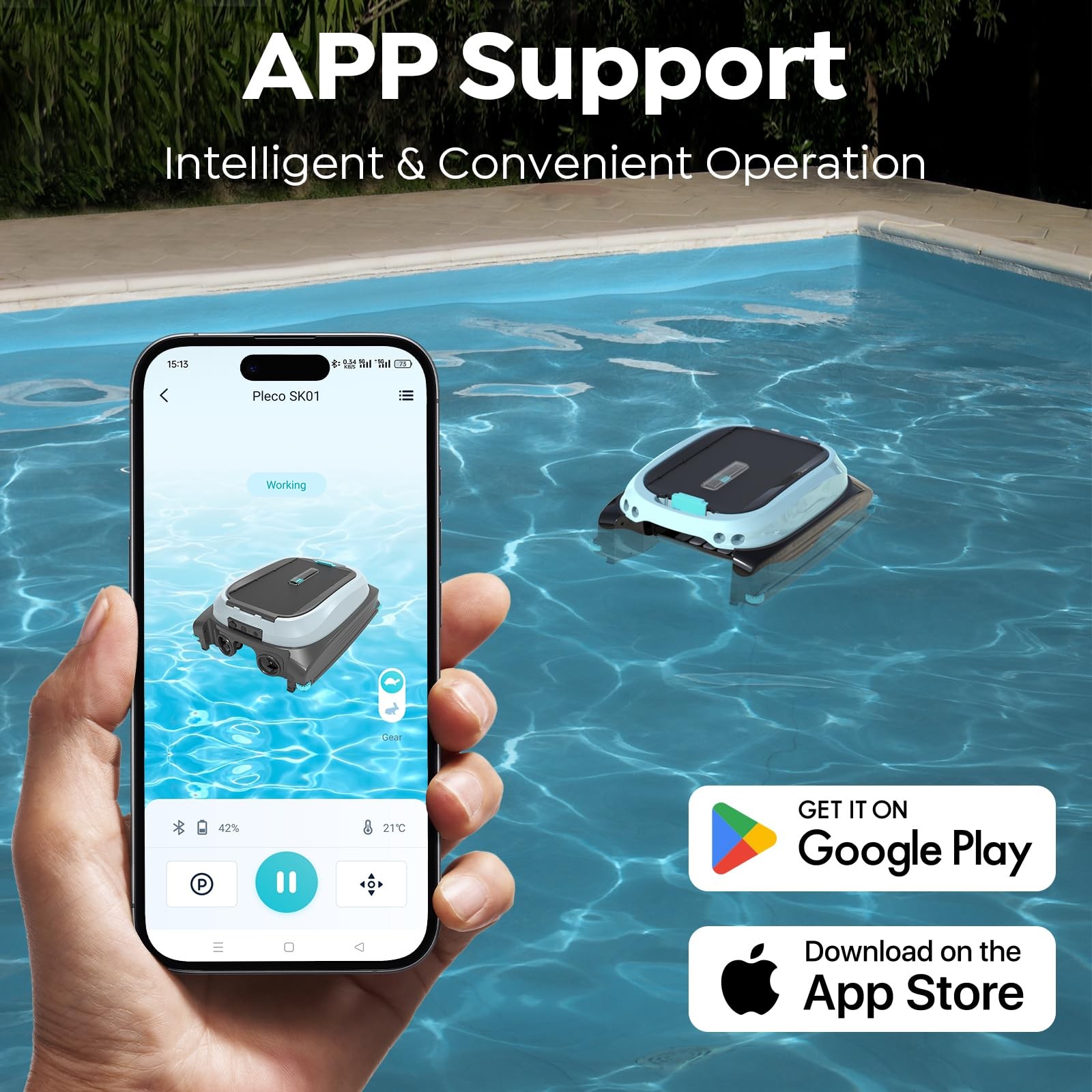 Pleco SK01 Solar Pool Skimmer Robot Auto Surface Cleaning APP Control