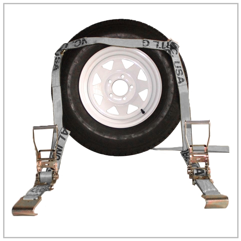 Rail Hook Tie Down Basket Tire Straps Ratchet Assembly Complete Set Silver