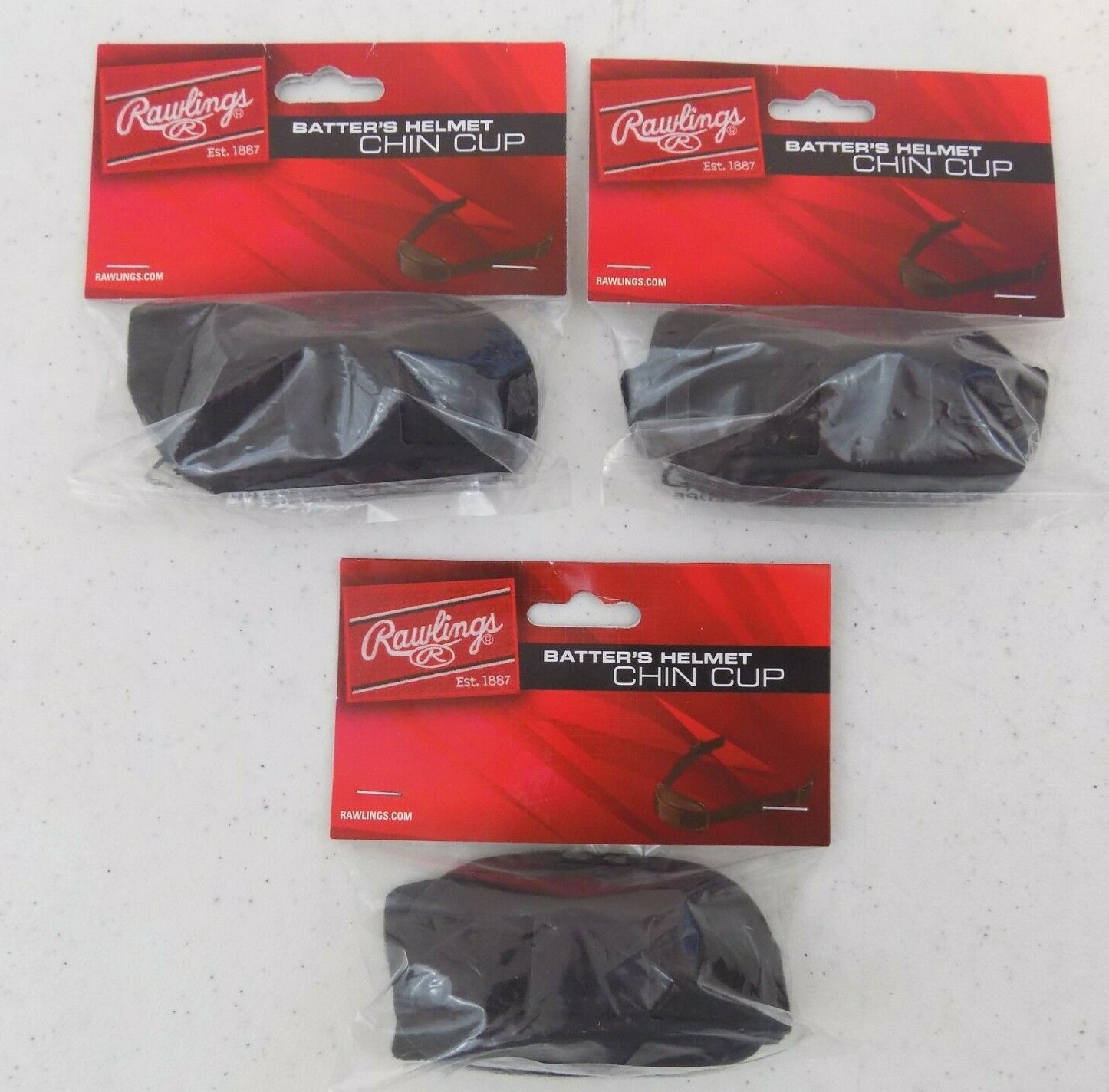 Lot Of 3 ~ Rawlings ~ Batter's Helmet Chin Cup With Strap ~ NEW In Packages