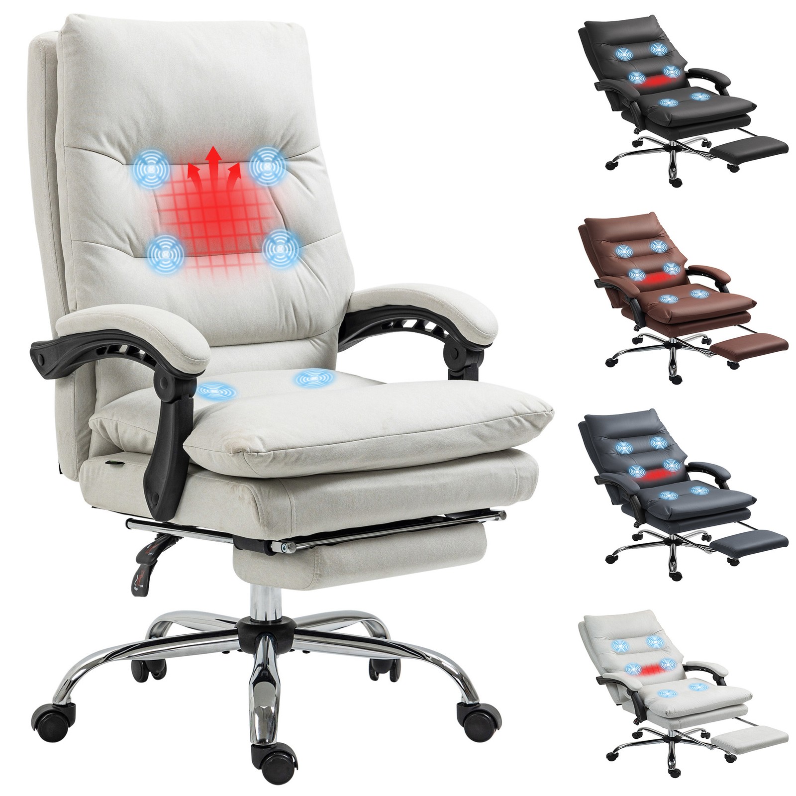 Vinsetto Microfibre Vibration Massage Office Chair with Heat, Reclining