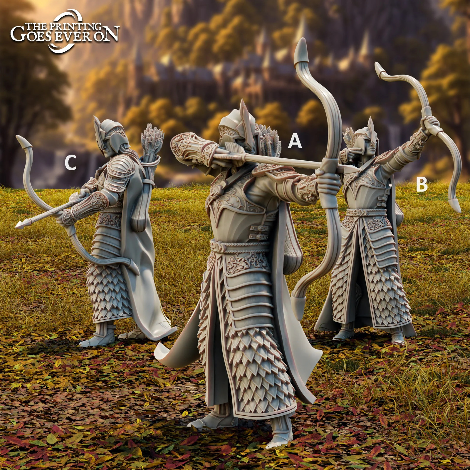 Brightwood Elven Archers (Set of 3) - 28-32mm - Resin Tabletop Miniatures