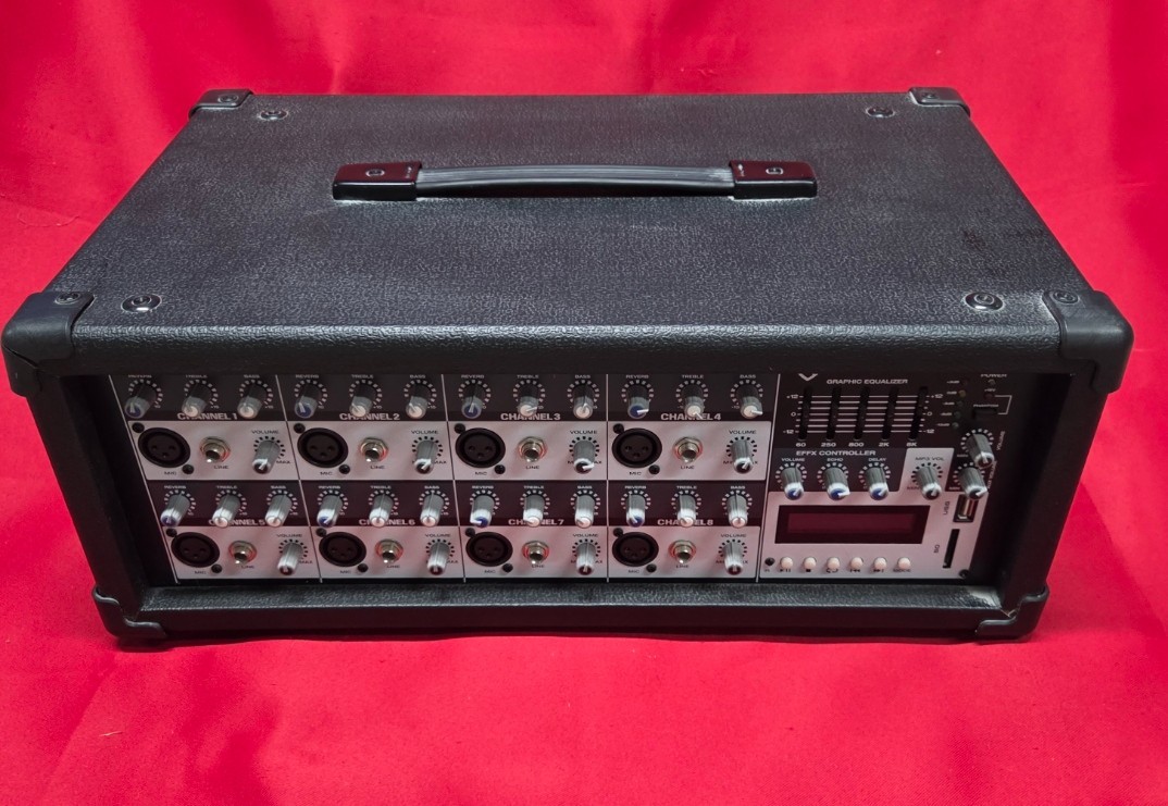 Rockville RPM85 2400w Powered 8 Channel Mixer, USB, 5 Band EQ, Bluetooth