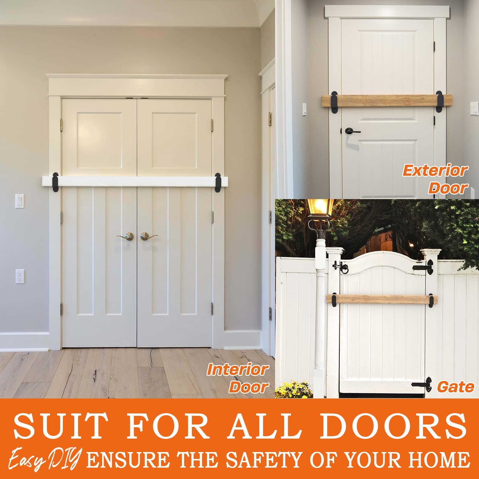 2x4 Door Barricade Brackets Heavy Duty Upgraded Door Bar Holder Brackets for ...