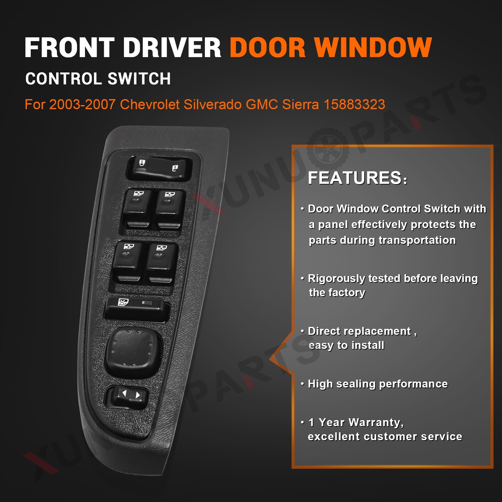 Front Driver Power Window Switch & Bezel Kit for 2004-2006 Chevy Silverado 1500
