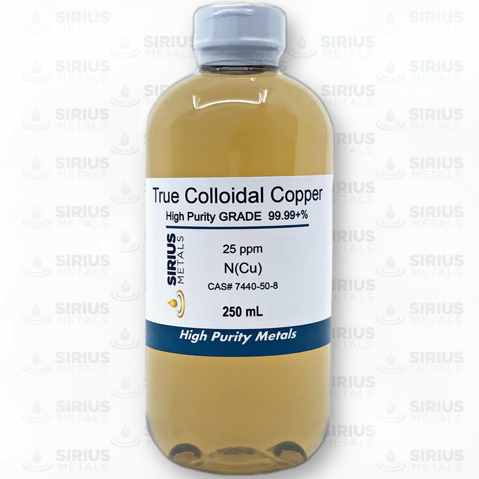 True Colloidal Copper 25 ppm 250 mL in BPA Free plastic bottle