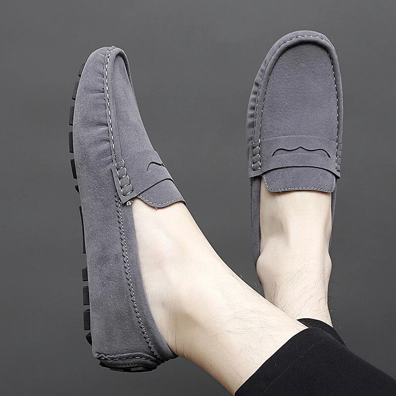 Fashion Men's Suede Loafers Comfortable Casual Shoes Slip on Flat Driving Shoes