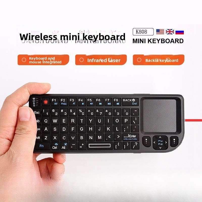 NEW-K808V2 Mini Wireless Keyboard Touchpad 2.4G/Bluetooth Laser Pointer
