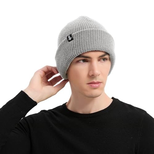 Beanie Hat for Women Men Winter Hat Womens Cuffed One Size 01-light Grey