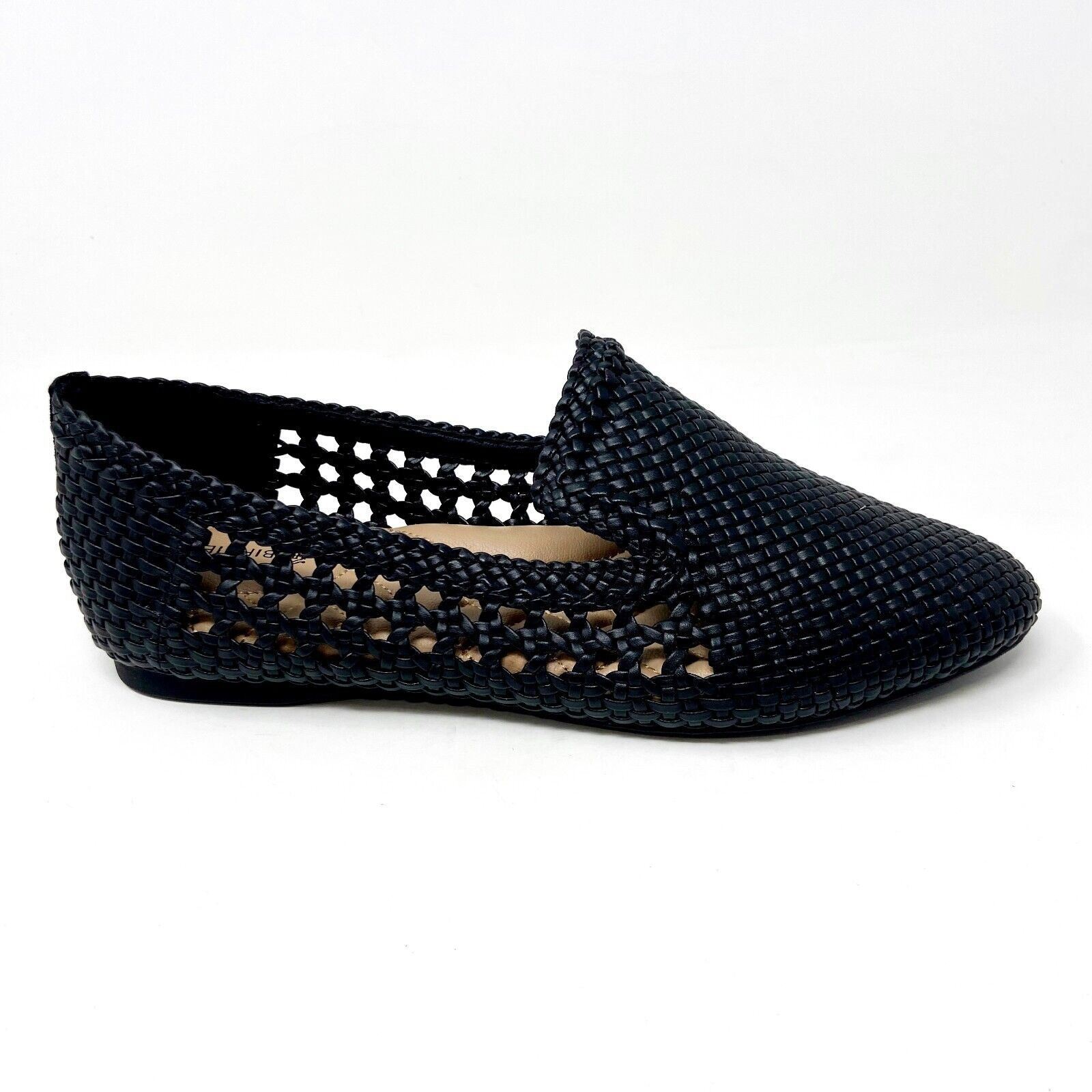 Birdies The Starling Black Woven Womens Vegan Leather Slip On Flats Loafers
