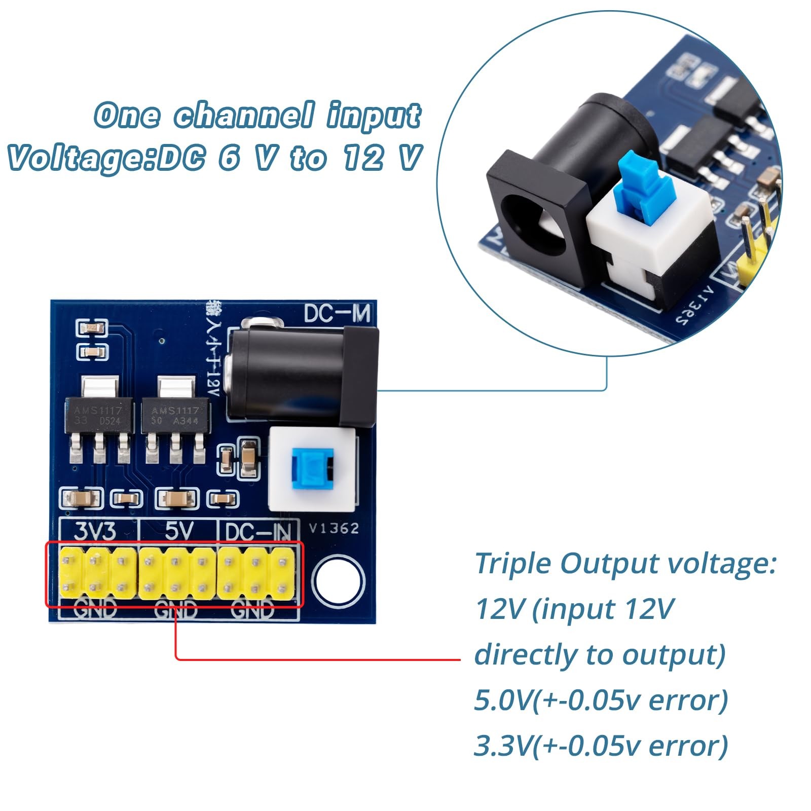10 PCS DCDC Power Modules 12V to 3.3V/5V/12V Multiple Output Voltages