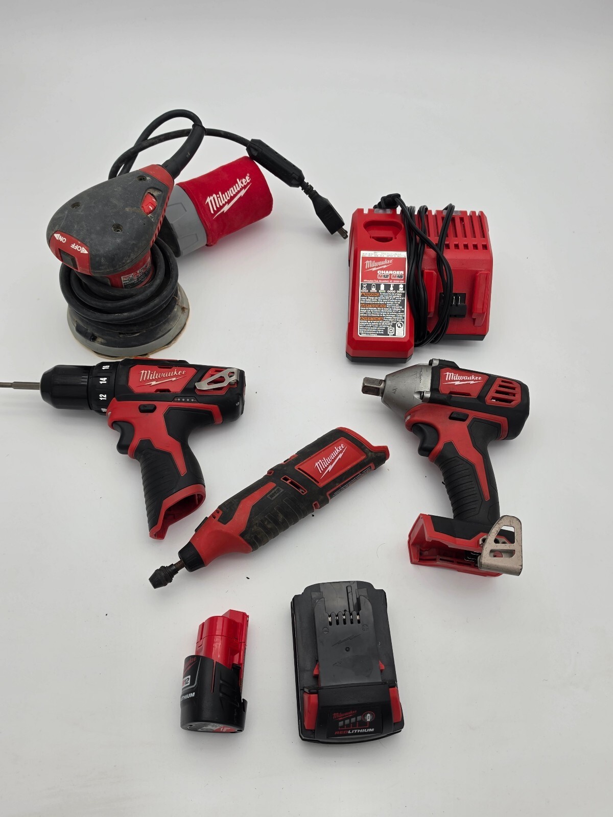 Milwaukee M12 M18 Cordless Tool Combo Kit Drill Impact Sander Charger Batteries