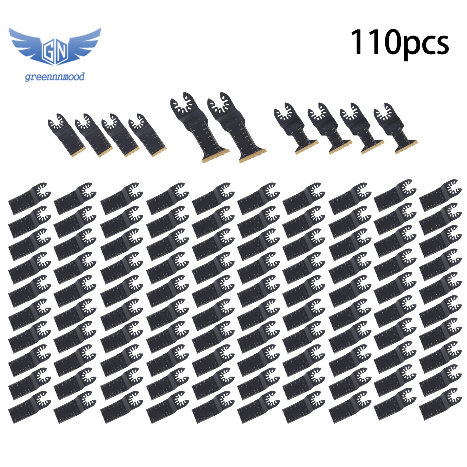 110 PCS Multitool Blades Oscillating Tool Blade Universal Titanium Saw Blades