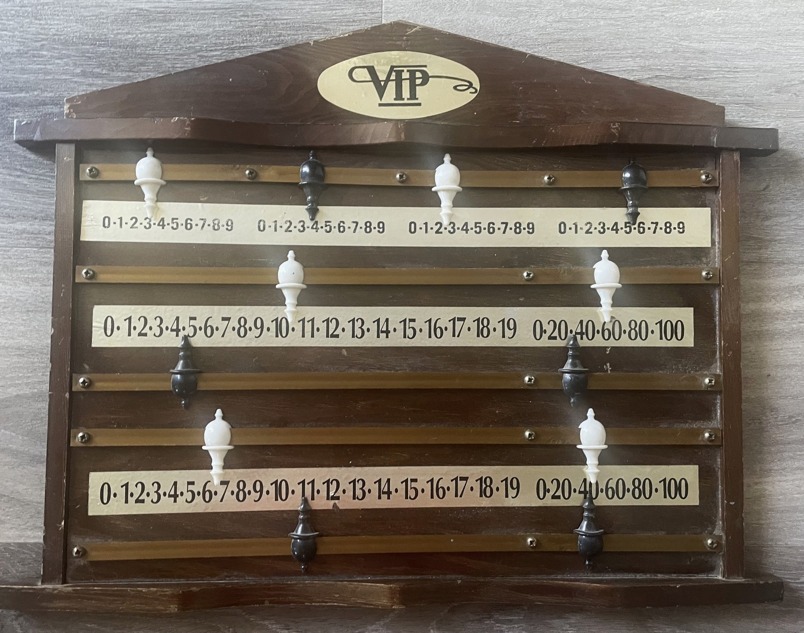 Vintage Wooden Billiard Wall Mounted Scoreboard, Easy to Read, *UNIQUE 4 PLAYER"