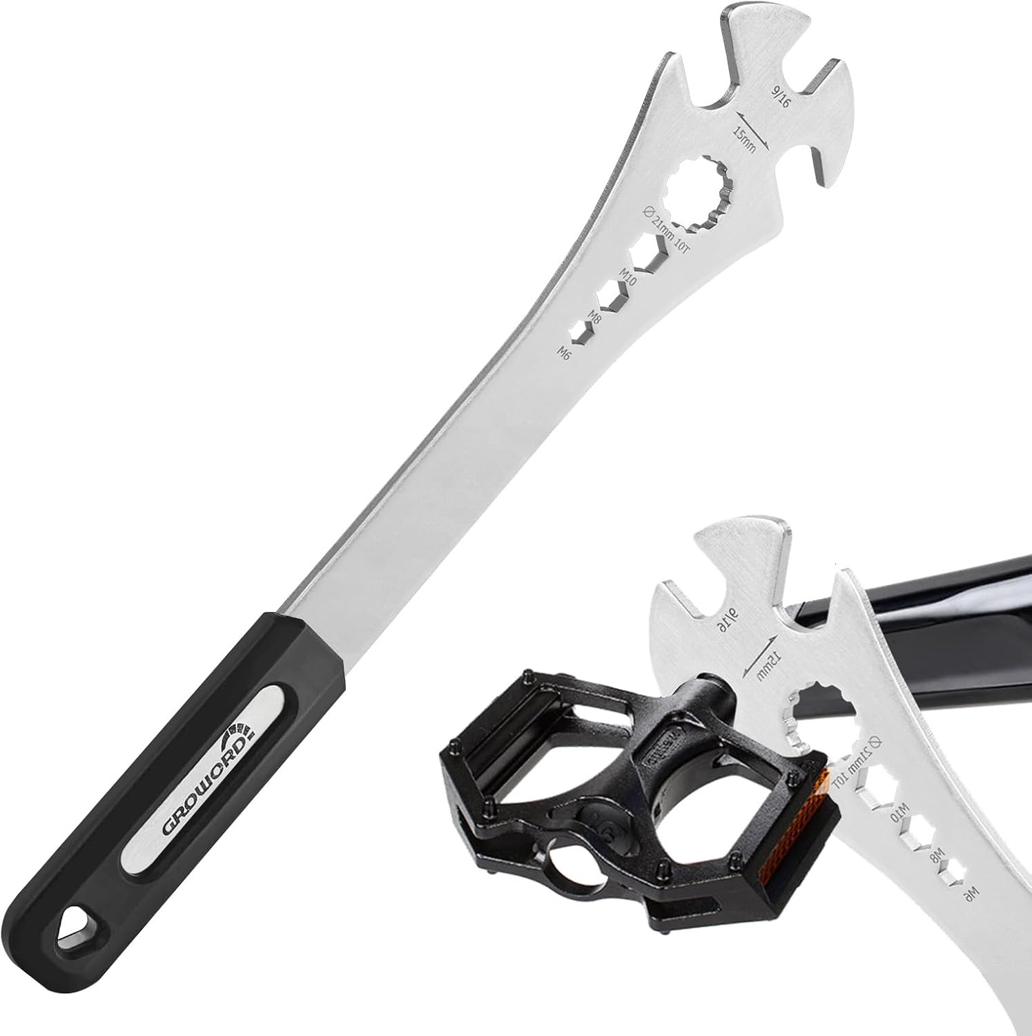4 in 1 Bicycle Bike Pedal Wrench Bicycle Pedal Removal Tool with 320Mm Extra Lon