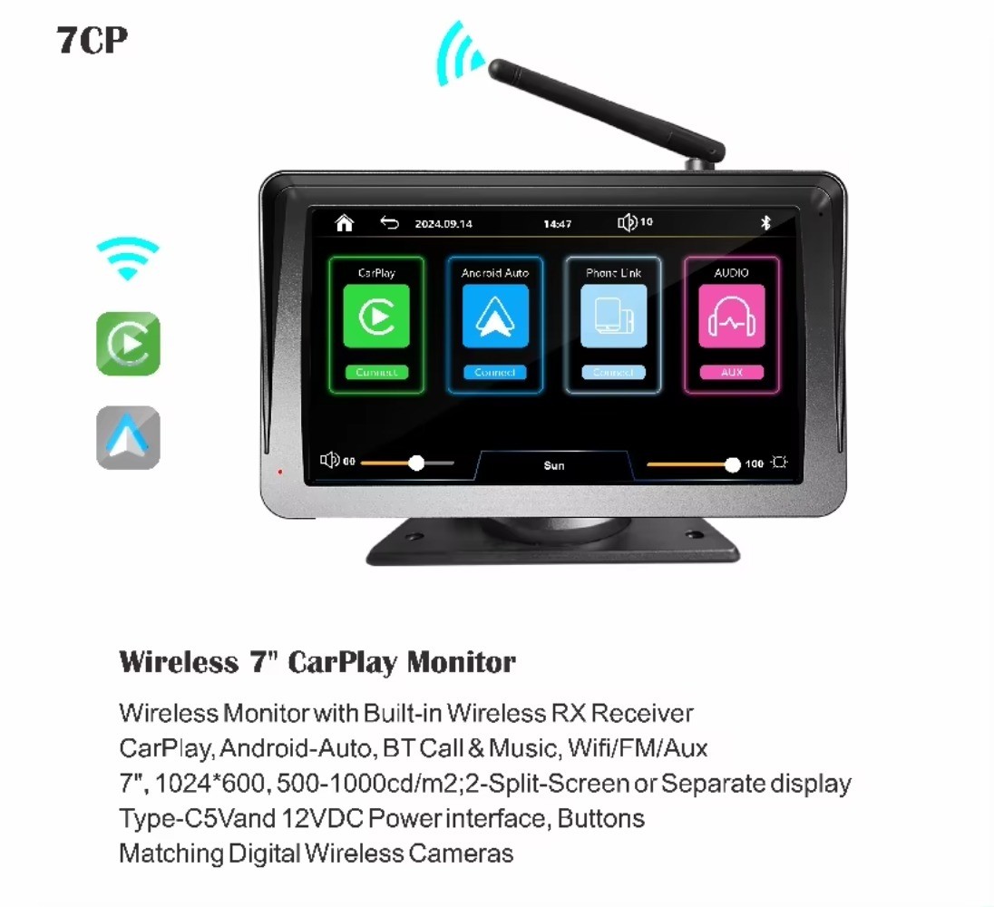 DIY Wireless 720P HD EU Plate Backup Camera with 7"CarPlay Android Auto Display​