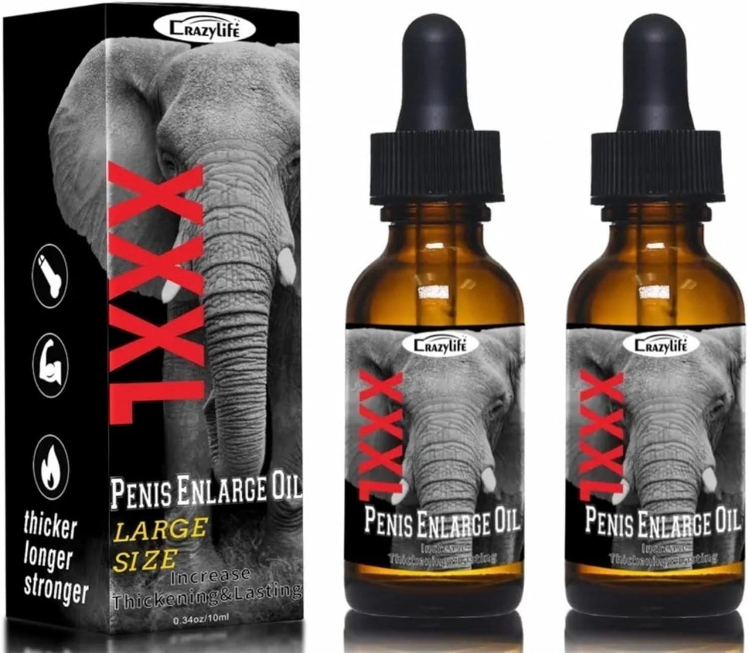 2Pcs Extra Strength Men Enlarger Oil Natural Male Growth Big Oil Crazy Life Oil