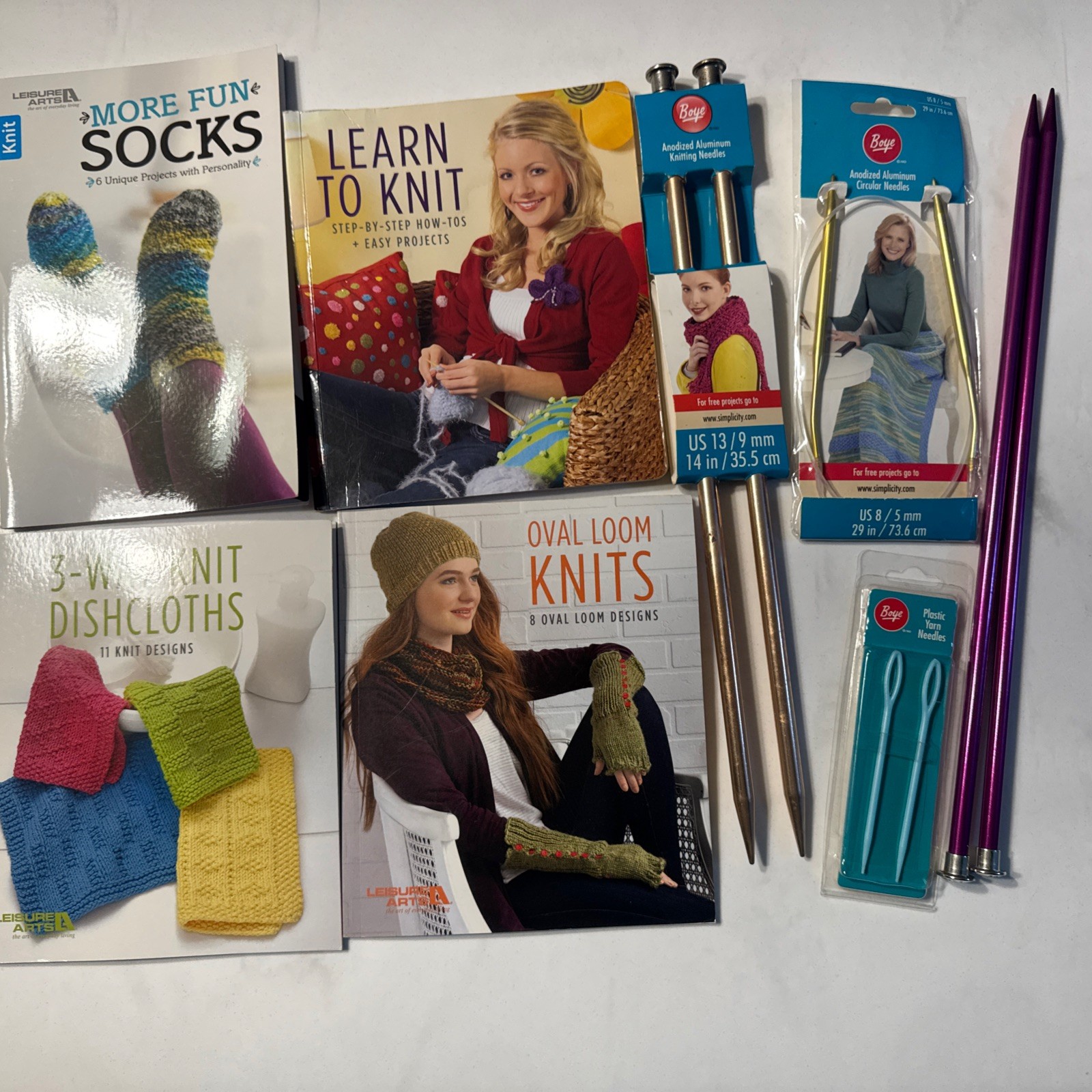 Knitting Lot of 11. four Books, seven Needles See Pictures And Description