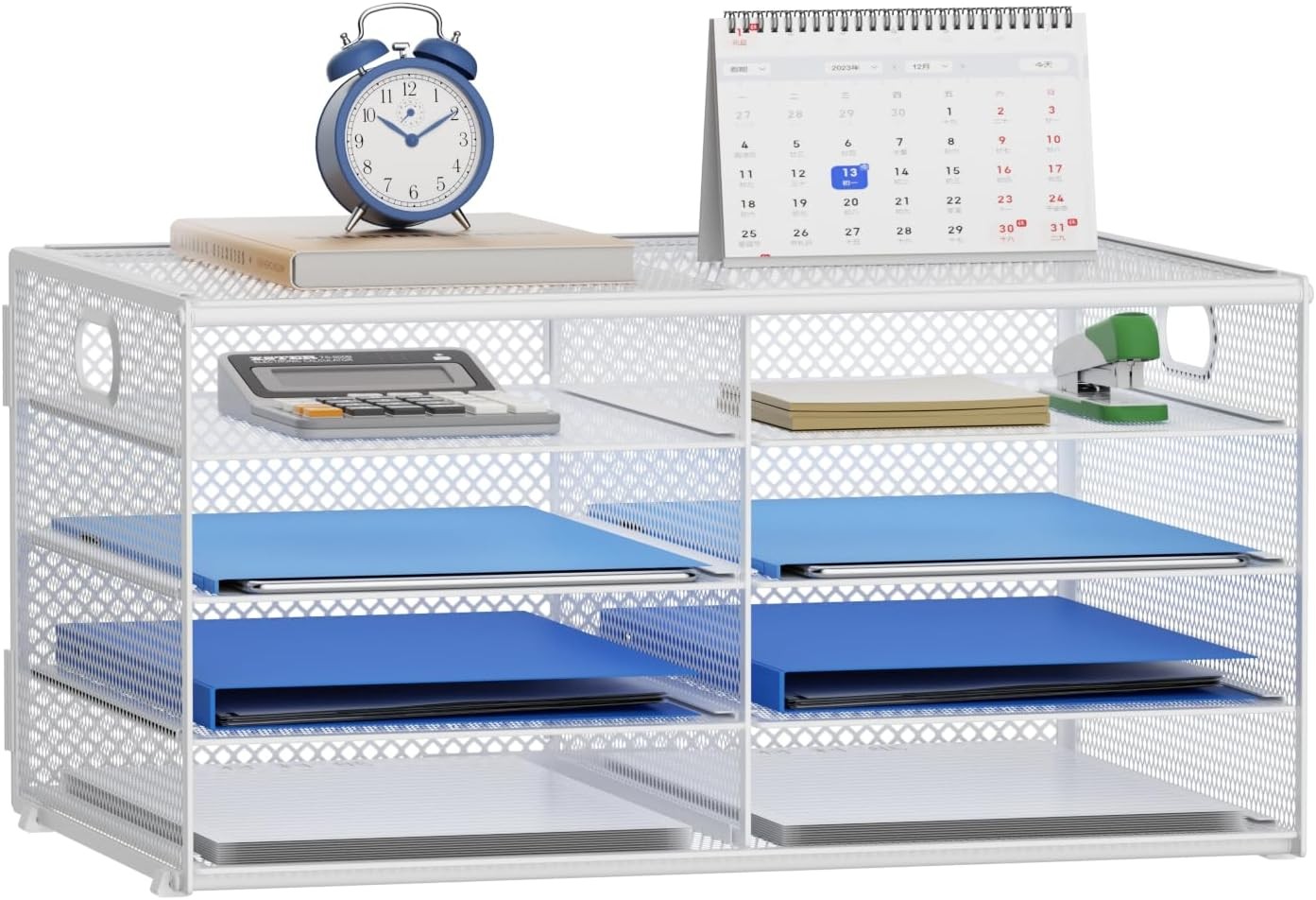 12 Compartments Paper Organizer Desk Mesh Literature Organizer Mail File Sorter