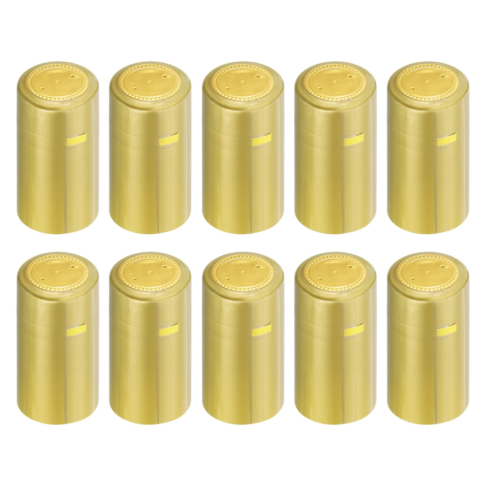 100Pcs PVC Heat Shrink Capsules with Tear Tab Wine Shrink Cap, Gold/Gold