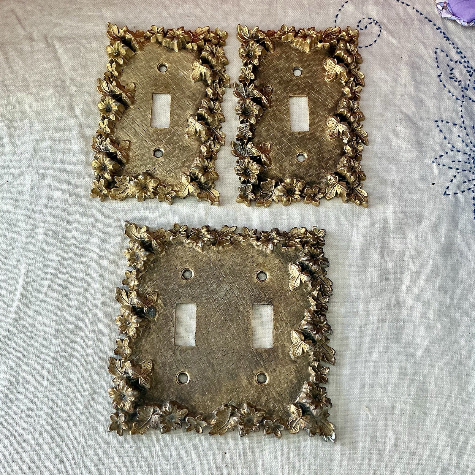 Vintage Florentino of California Metal Switch Plate Cover Gold Tone