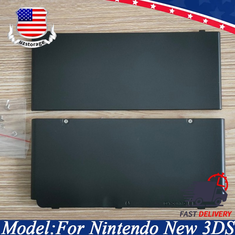 NEW For Nintendo New 3DS Housing Shell Case Faceplate Front + Back Cover Black
