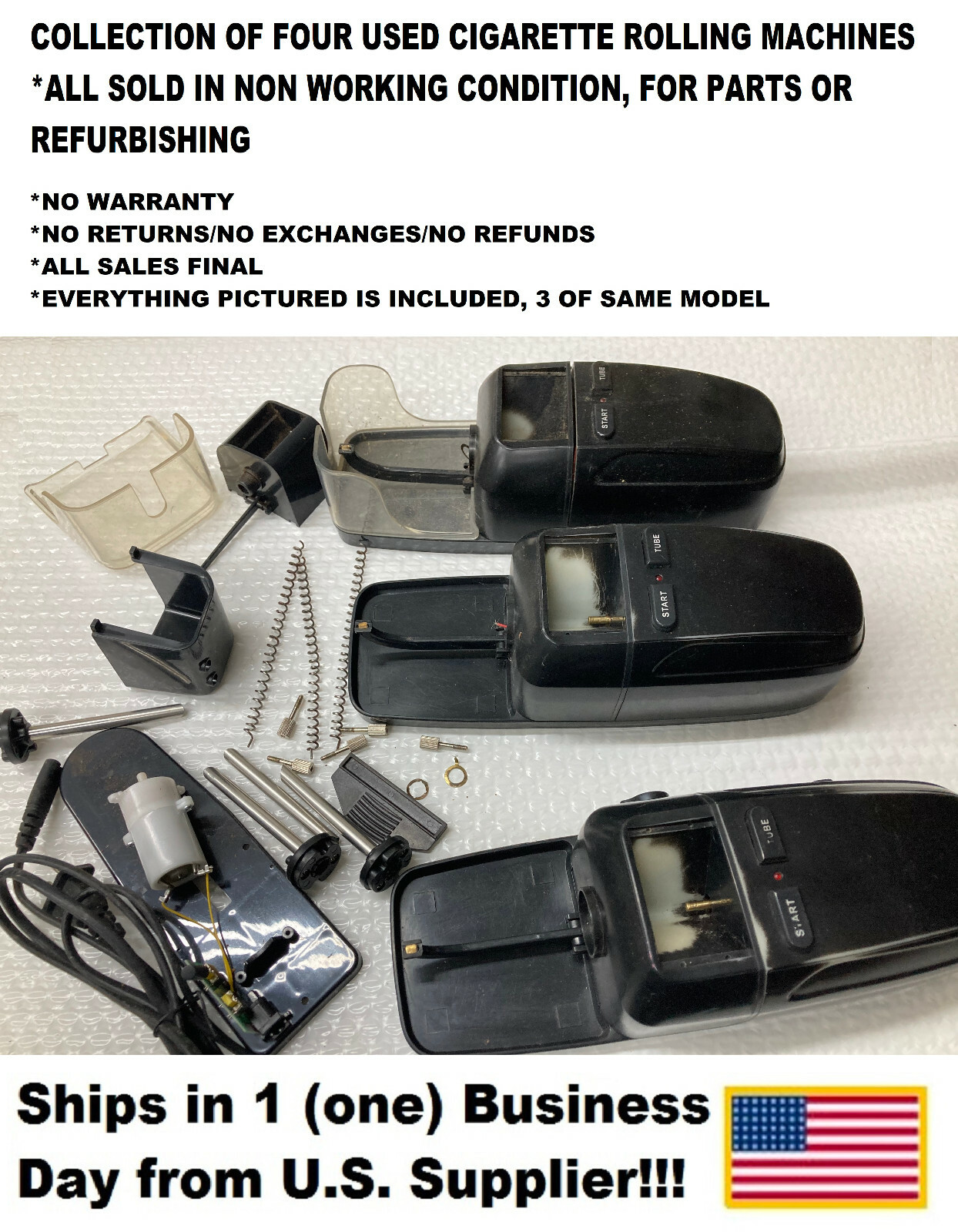 COLLECTION OF FOUR USED, BROKEN CIGARETTE ROLLING MACHINES-For Parts