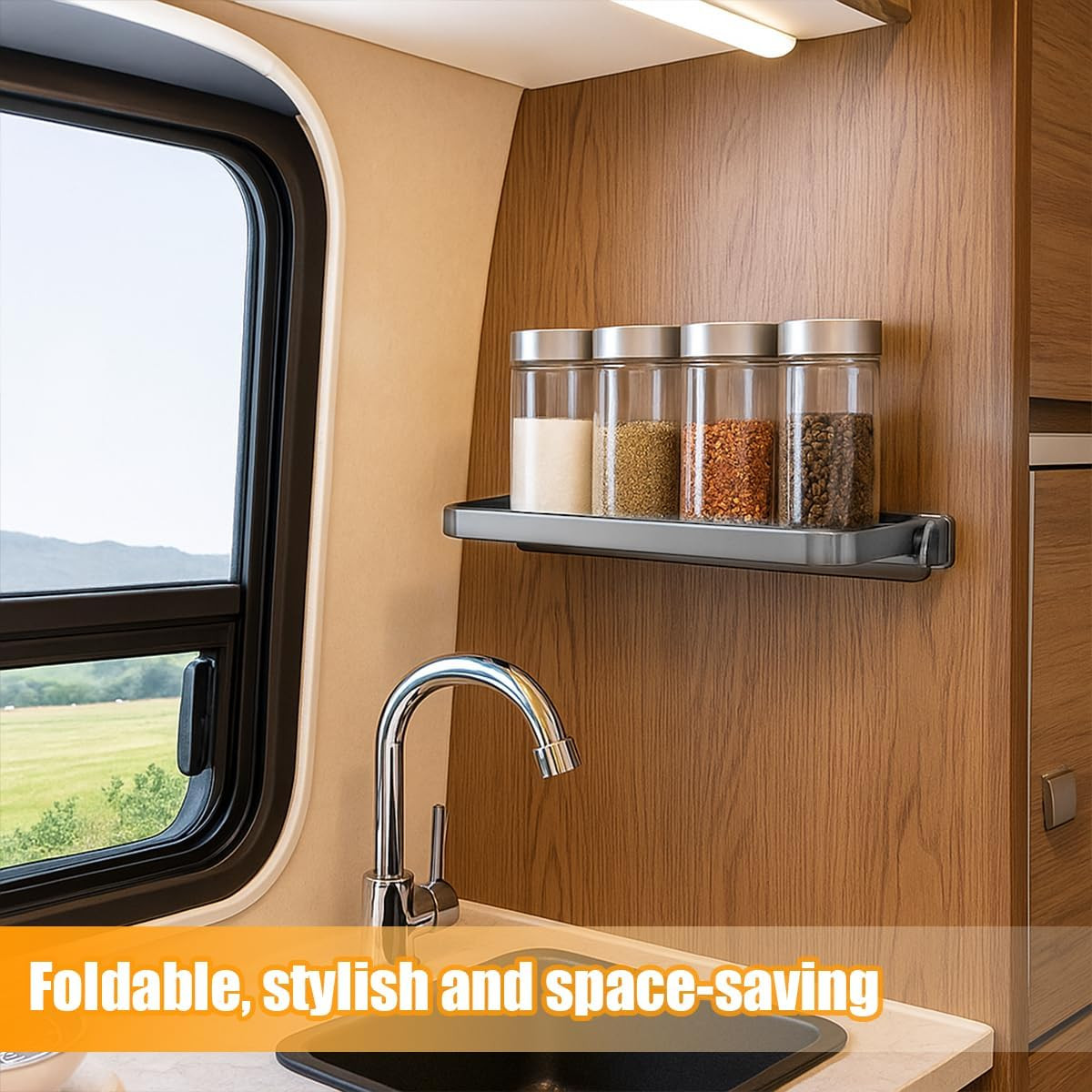 Adjustable Aluminum RV Foldable Shelf for Space-Saving Organization