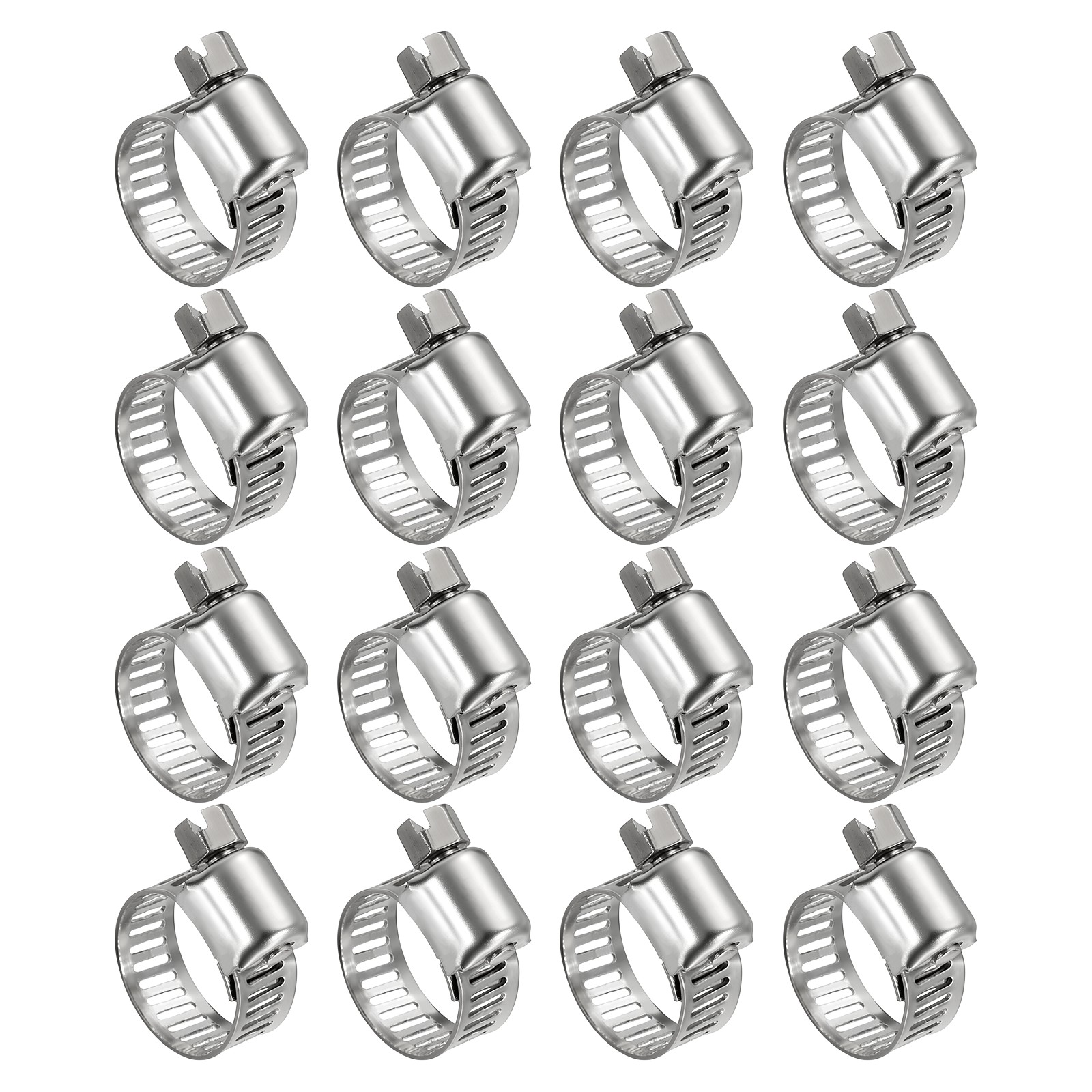 16 Pack Stainless Metal Hose Clamps, Large Adjustable from 0.4" - 0.6"