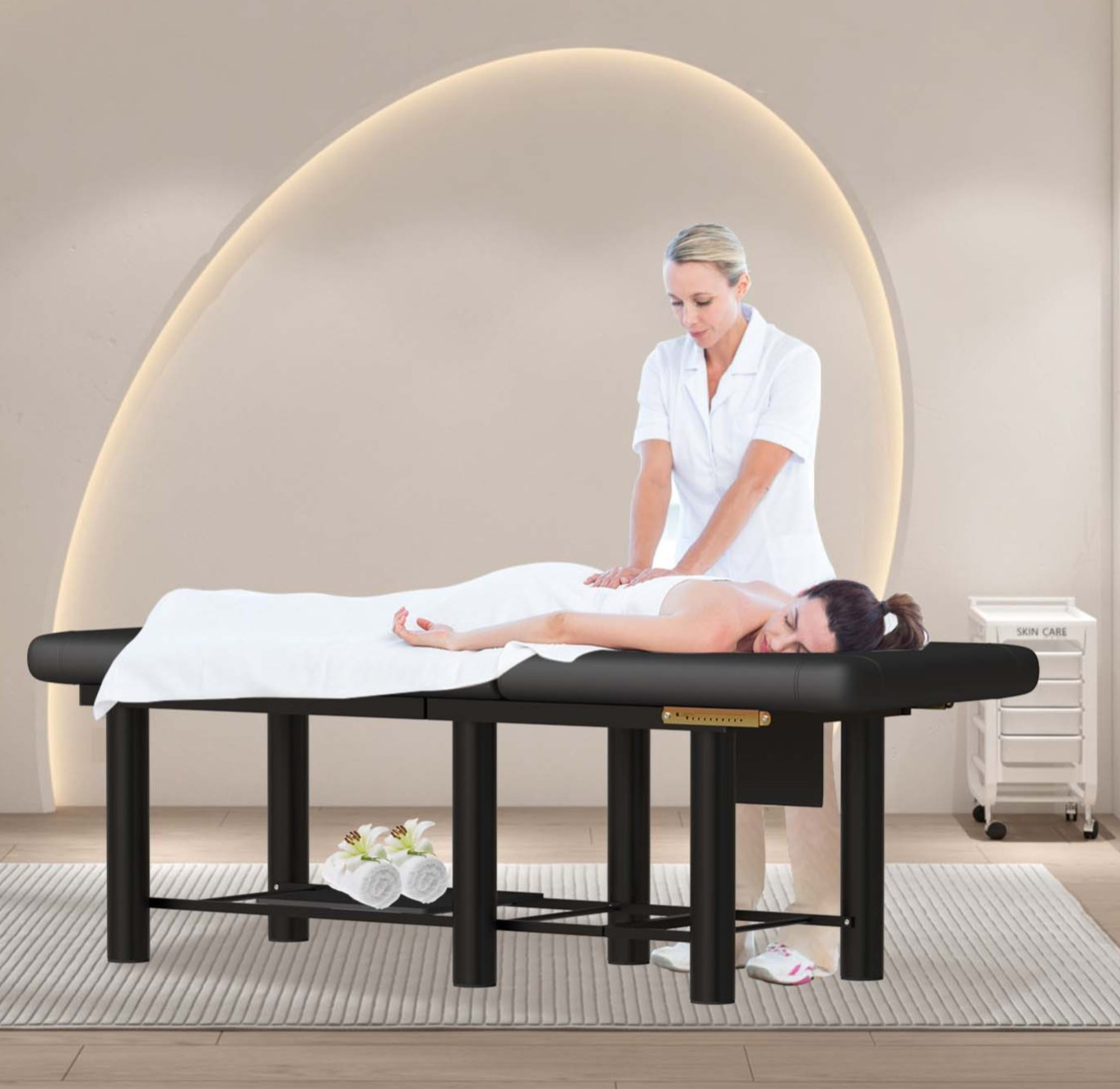 6 Leg Adjustable Massage Table Professional Beauty Bed 600Lb Capacity for Salon