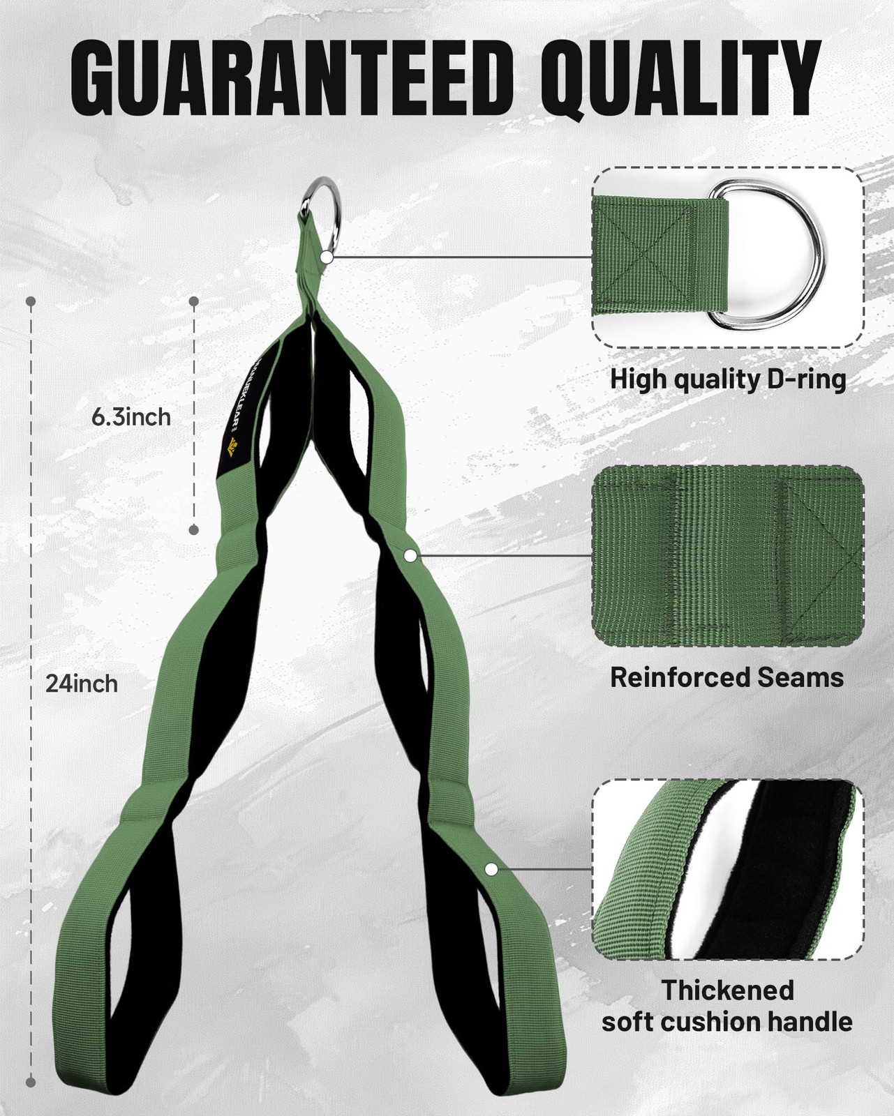 MANUEKLEAR Tricep Rope Cable Attachment Handles, Greater Range of Green