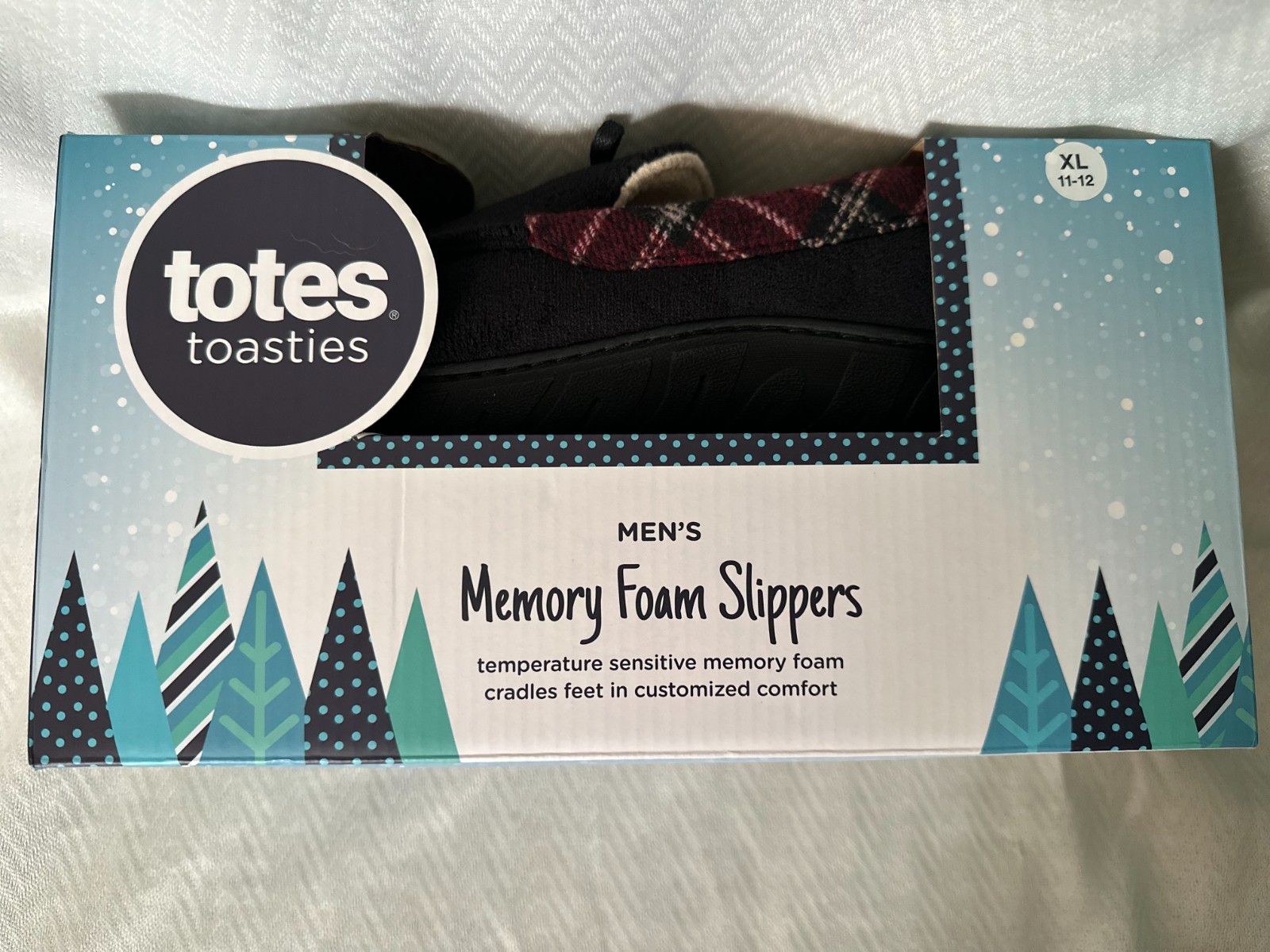 Totes Toasties Men Memory Foam Slippers Black XL (11-12) NIB Free Shipping
