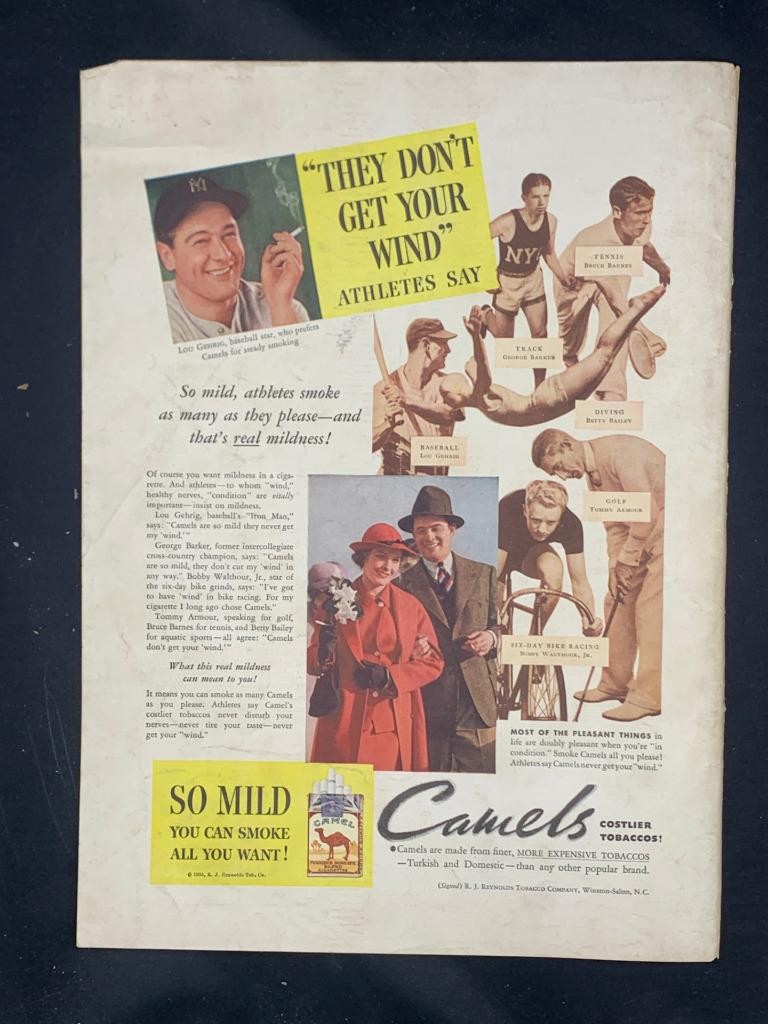 Magazine Ad - 1935 - Camel Cigarettes - Lou Gehrig, Tommy Armour