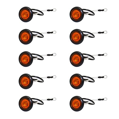 50570 10 PCS LED 3/4" Round Clearance and Side Marker Amber Indicator Lights