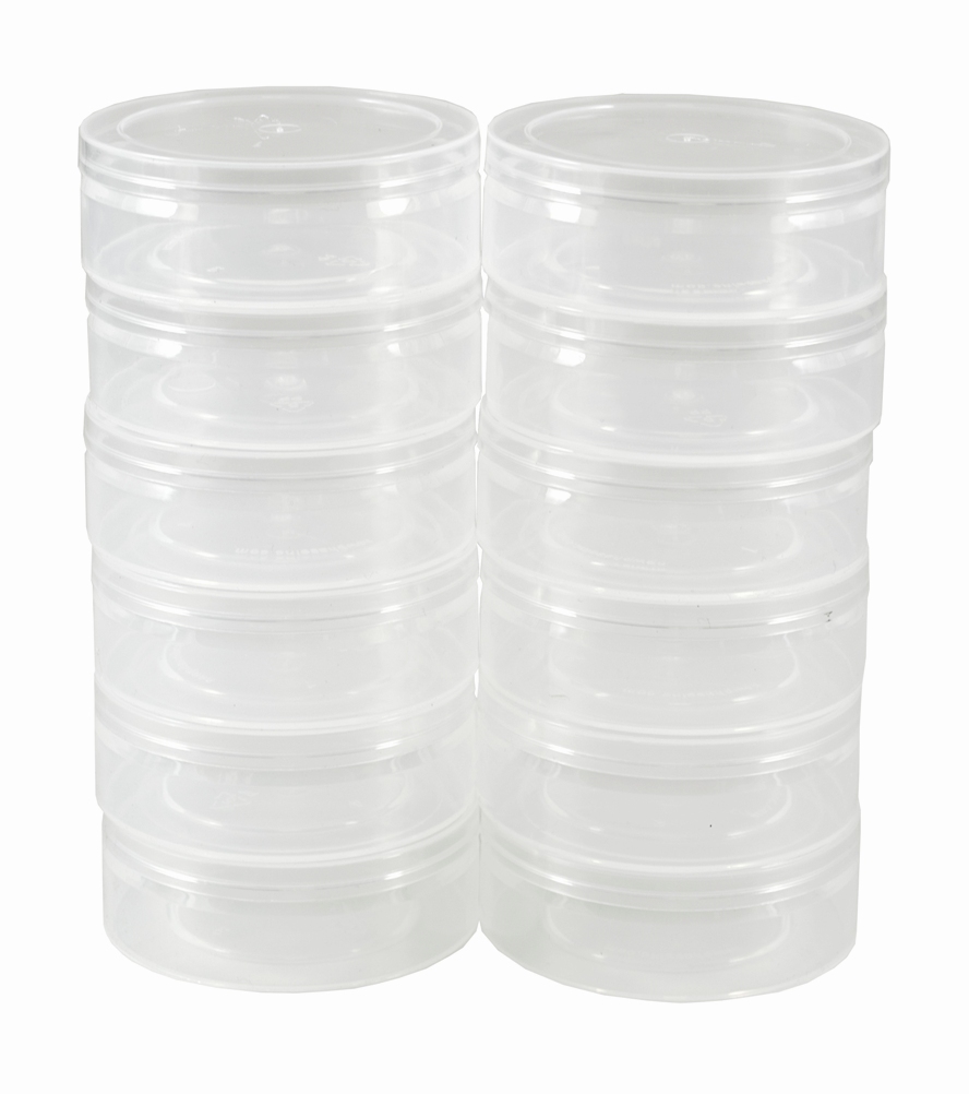 Clear Round Plastic Organizer Containers w/ Removable Lids 12 Pack #1628