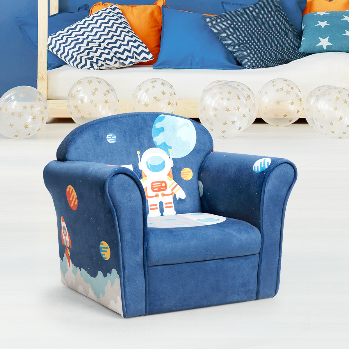 Kids Astronaut Sofa Children Armrest Couch Upholstered Chair Toddler Furniture