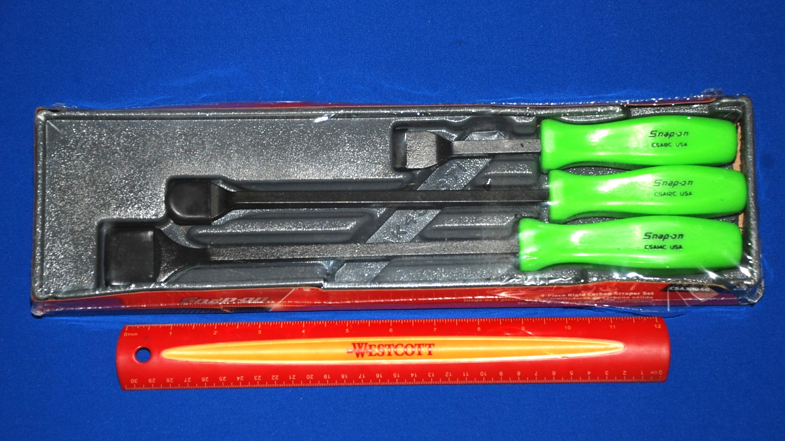 Snap-on NEW Ships FREE 3 Pc Green Hard Grip Rigid Carbon Scraper Set CSA300AG
