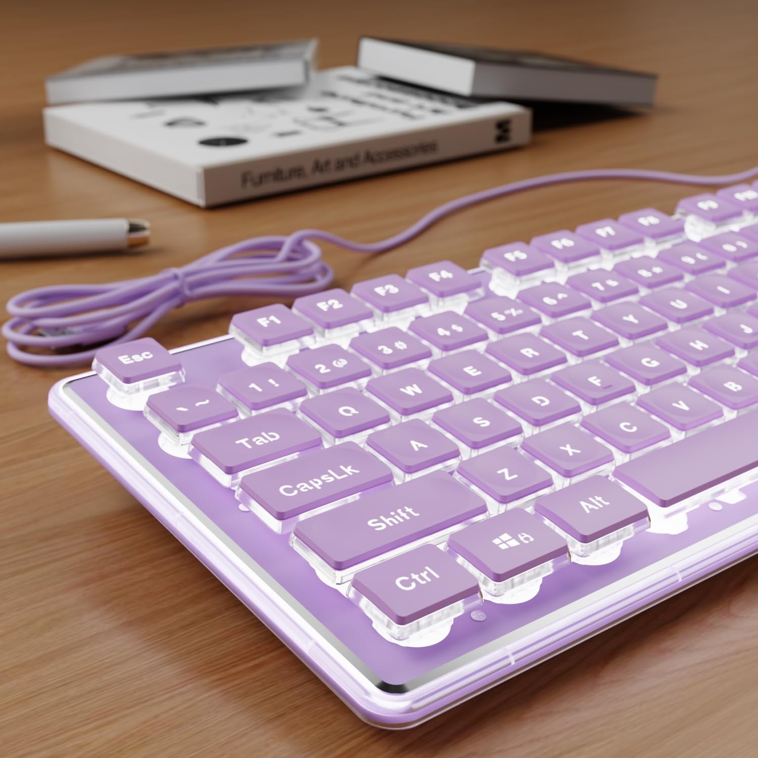 EWEADN GX710S Backlit Computer Keyboards, Wired USB Keyboard with White Backl...
