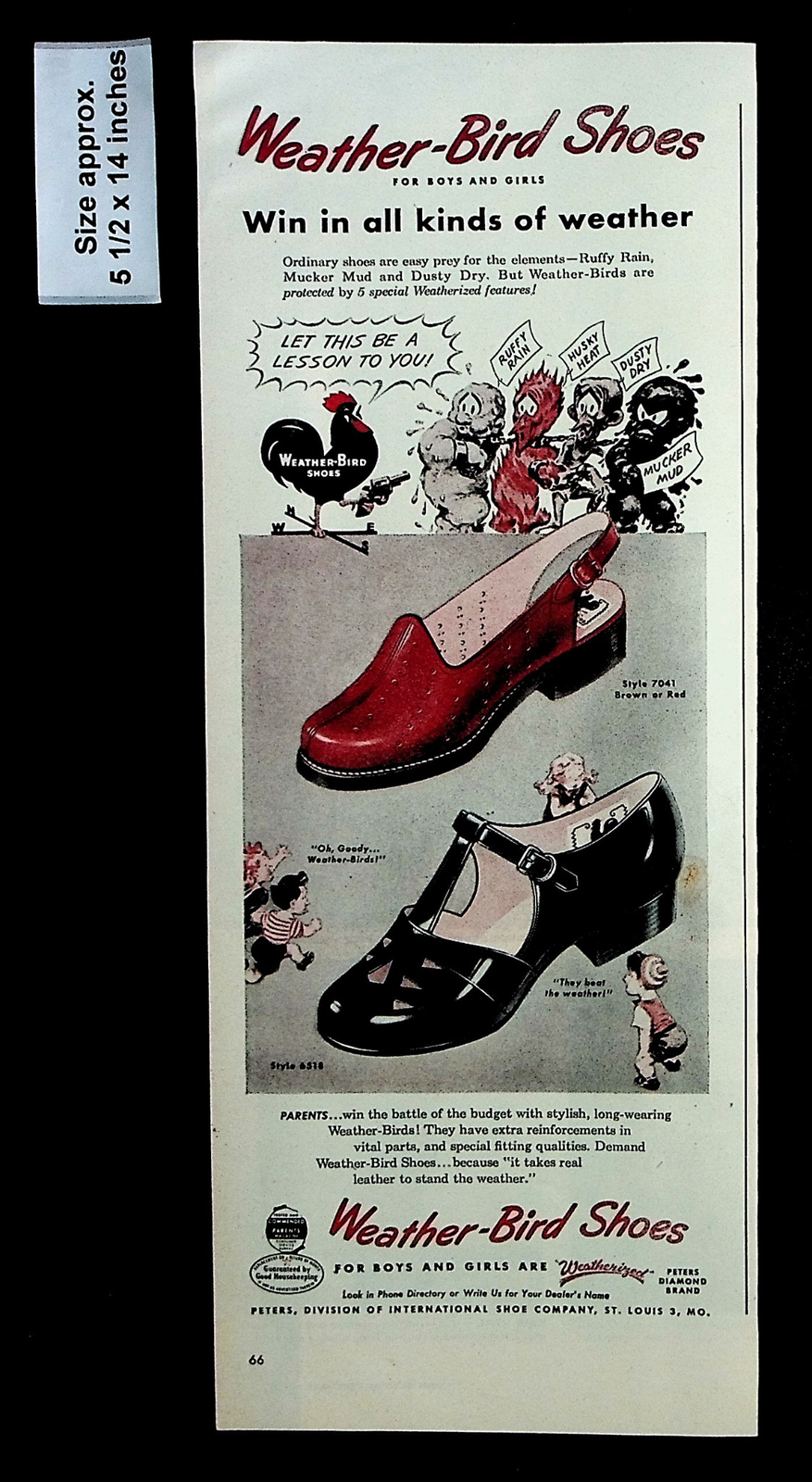 1947 Weather-Bird Shoes Boys Girls Fashion Clothing Heel Vintage Print Ad 31971