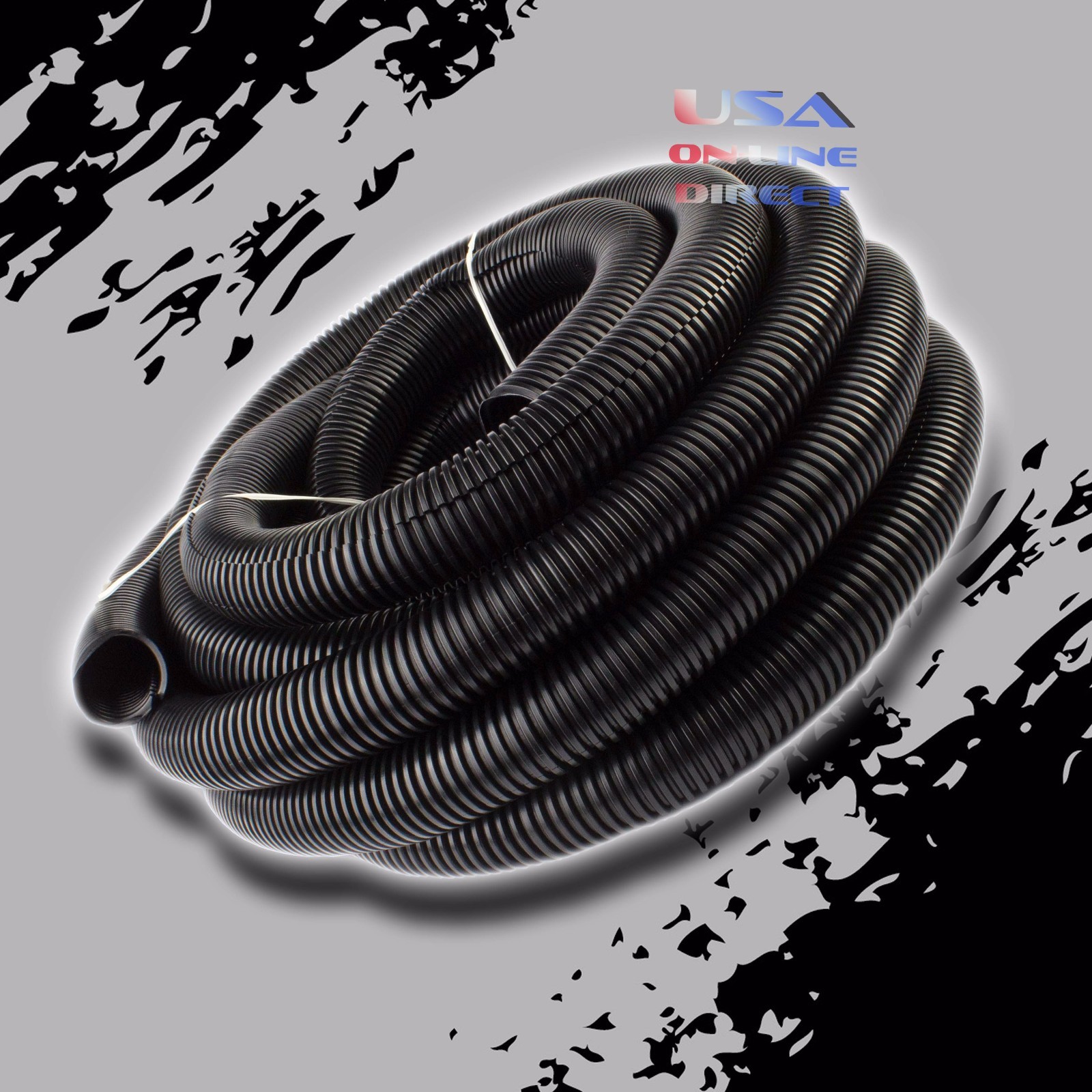 20ft. 3/4" Conduit Car Home Boat Tubing Split Wire Loom Black Color Sleeve Tube