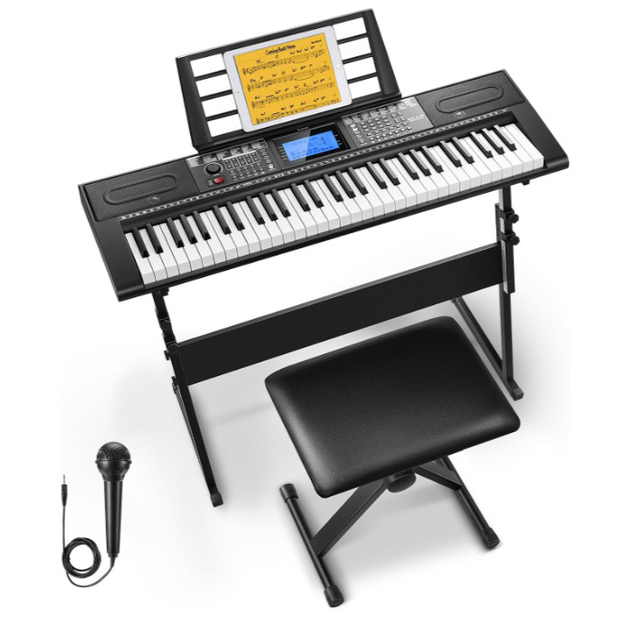 Donner DEK-610S Electronic Keyboard Piano Kit w/Stand, Stool, Microphone
